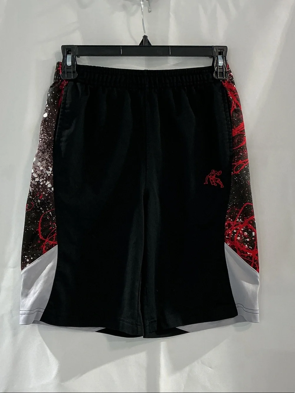 And1 Black Shorts with Red and White Accent Panels